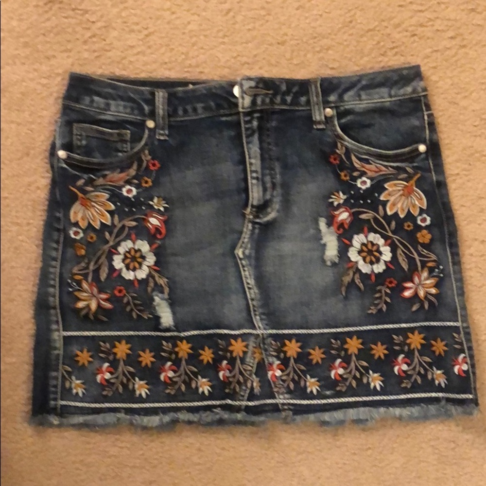 Altar’d State Embroidered Denim Skirt